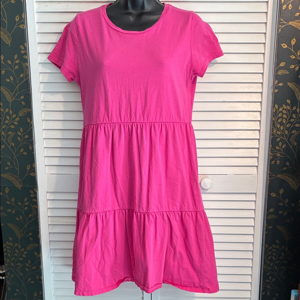 J. Crew Bright Hot Pink Tiered Mini Dress